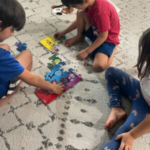 playing puzzles and learning about emotions