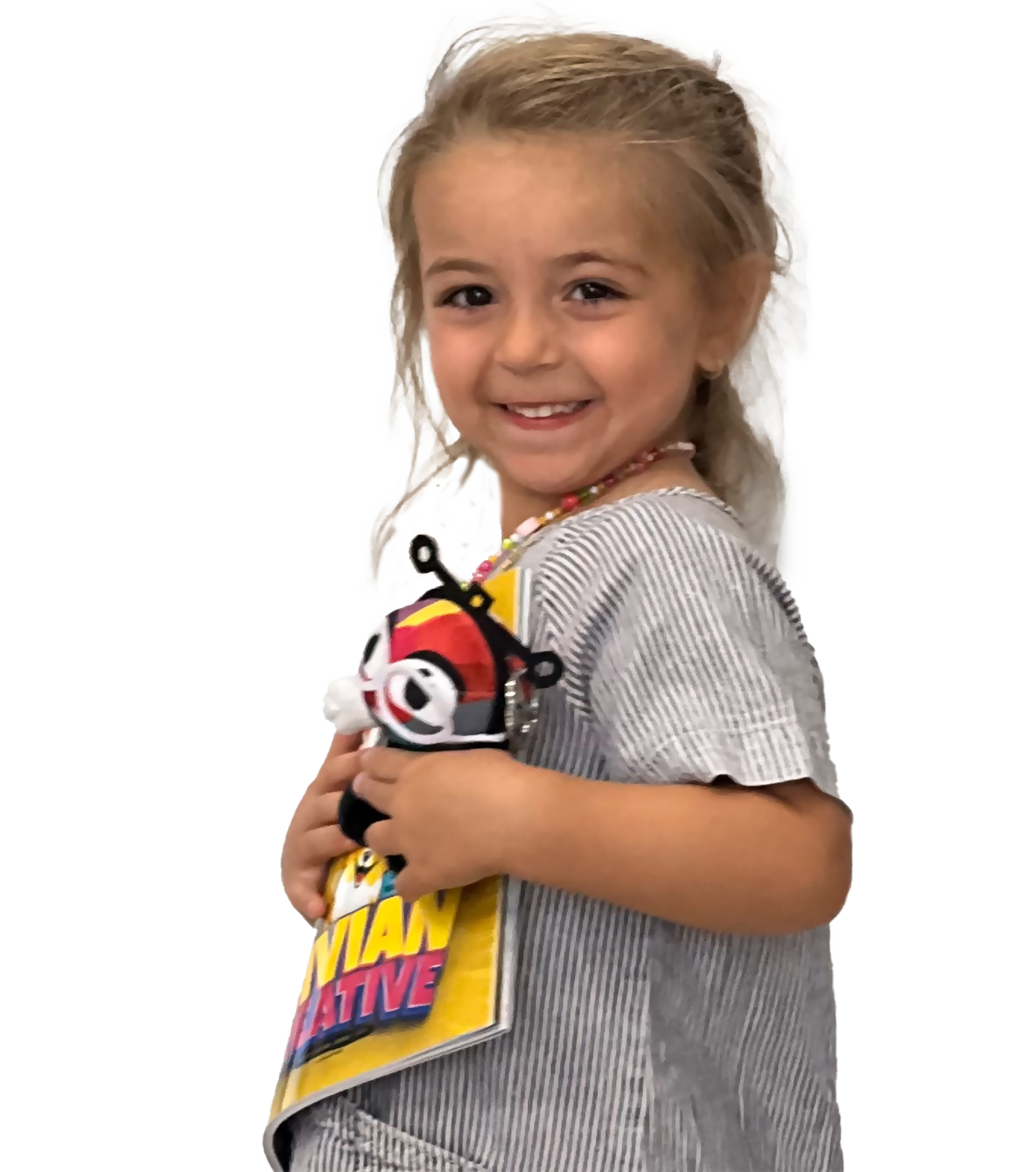 huging ahvian and book