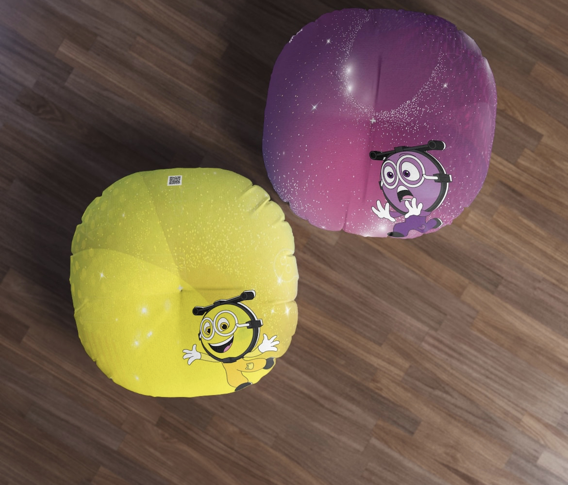 Tufted Floor Pillow – Happy (Yellow) & Scary (Purple)