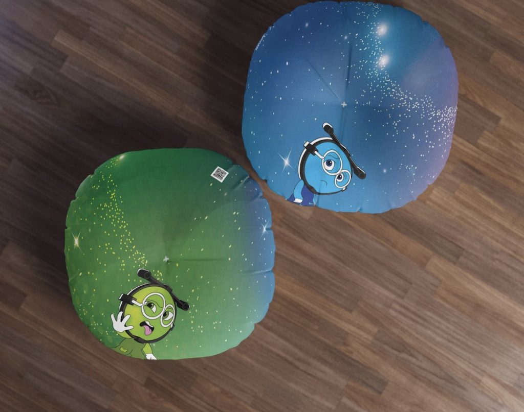 Tufted Floor Pillow – Disgusted (Green) & Sad (Blue)