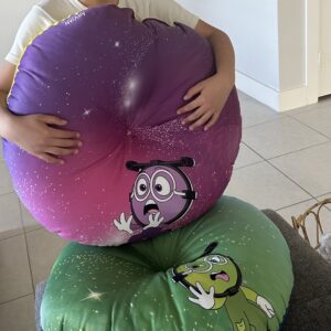 Tufted Floor Pillow - Anger (Red) & Happy (Yellow)